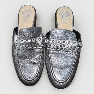 VINCE CAMUTO Women’s Torlissi Jewels Loafer Flat Mules Dark Gunmetal Size 7.5